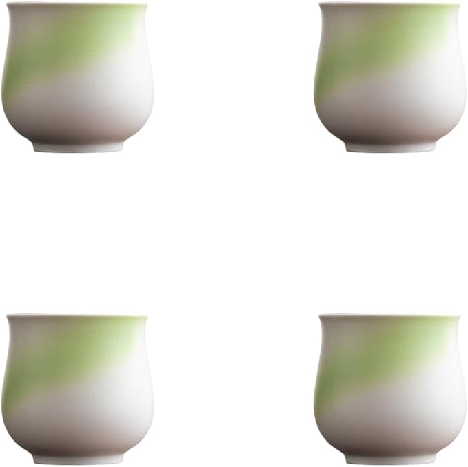 4-Oz Ceramic Espresso Cups Set - Multi-Color, Handle-Free Design for Home & Cafe | Dishwasher-Safe Stoneware Cups (Kiln turning green, 4)