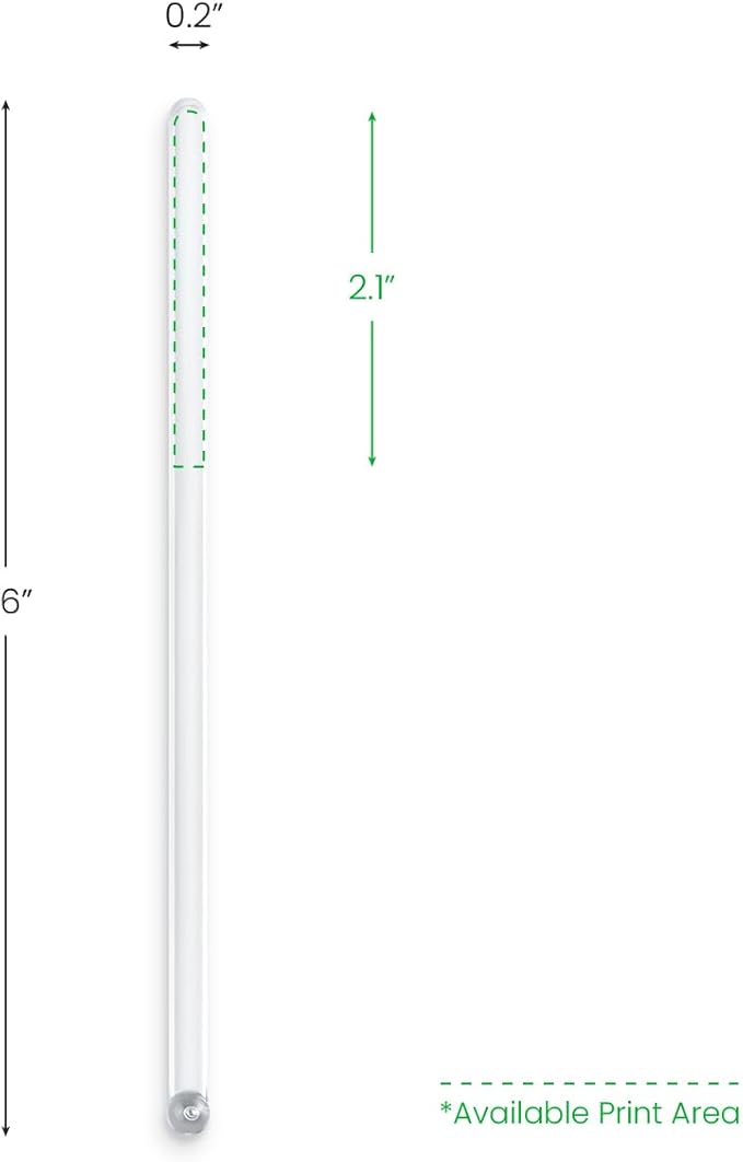 6.5" Custom Clear Flat-Stemmed Drink Stirrers – Personalized Swizzle Sticks with Full-Color Printing – Transparent Stirrers for Cocktails, Coffee & Events – 50 Pack