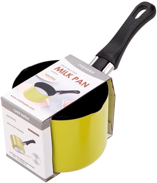 550ml/0.5 Quart Nonstick Sauce Pan, Baby Milk Heating Pot with Pour Spouts for Gas, Electric & Induction Stoves, Portable Small Cooking Pot for Melting Butter, Chocolate, Making Porridge (Yellow)