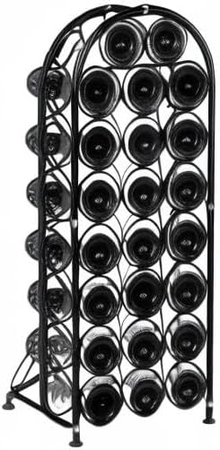 PAG 23 Bottles Arched Freestanding Floor Metal Wine Rack Wine Bottle Holders Stands, Black