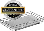 Pull Out Cabinet Organizer for Spices, Cans - Heavy Duty with Lifetime Limited Warranty- Pull Out Spice Rack- Cabinet Pull Out Shelf for Cans,Dishes, Etc, 18-3/8"Wx 10-1/2"D x 2-3/4” H, Chrome