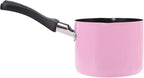 550ml/0.5 Quart Nonstick Sauce Pan, Baby Milk Heating Pot with Pour Spouts for Gas, Electric & Induction Stoves, Portable Small Cooking Pot for Melting Butter, Chocolate, Making Porridge (Pink)