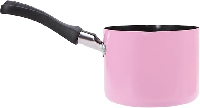 550ml/0.5 Quart Nonstick Sauce Pan, Baby Milk Heating Pot with Pour Spouts for Gas, Electric & Induction Stoves, Portable Small Cooking Pot for Melting Butter, Chocolate, Making Porridge (Pink)