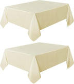 sancua 2 Pack Beige Tablecloth 54 x 54 Inch, Stain and Wrinkle Resistant Square Table Cloth - Washable Polyester Table Cover for Dining Tables, Buffet Parties and Camping