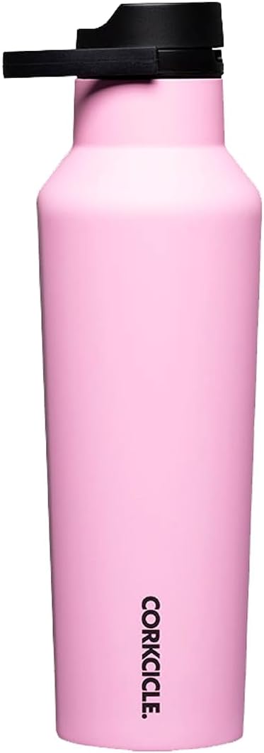 Corkcicle Sport Canteen Insulated Tumbler, Sun-Soaked Pink, 20 oz – Reusable Water Bottle Keeps Beverages Cold for 25 Hours & Hot 12 Hours – Cupholder Friendly Tumbler with Screw-On Cap