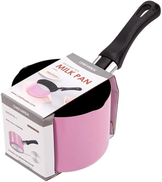 550ml/0.5 Quart Nonstick Sauce Pan, Baby Milk Heating Pot with Pour Spouts for Gas, Electric & Induction Stoves, Portable Small Cooking Pot for Melting Butter, Chocolate, Making Porridge (Pink)