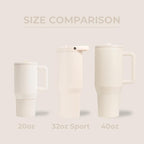 HydroJug Sport - Stainless Steel Tumbler with Straw, Vacuum Insulated, 32oz Leakproof Water Bottle, Ergonomic Design, Reusable, Dishwasher Safe, Rubber Base, Durable for Gym or Outdoors, Cream