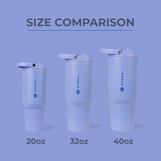 HydroJug Sport - Stainless Steel Tumbler with Straw, Vacuum Insulated, 20oz Leakproof Water Bottle, Ergonomic Design, Reusable, Dishwasher Safe, Rubber Base, Durable for Gym or Outdoors, Peri