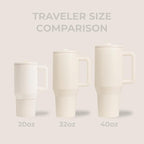 HydroJug Traveler - 40 oz Water Bottle with Handle & Flip Straw - Fits in Cup Holder, Leak Resistant Tumbler-Reusable Insulated Stainless Steel & Rubber Base - Gifts for Women & Men, Cream