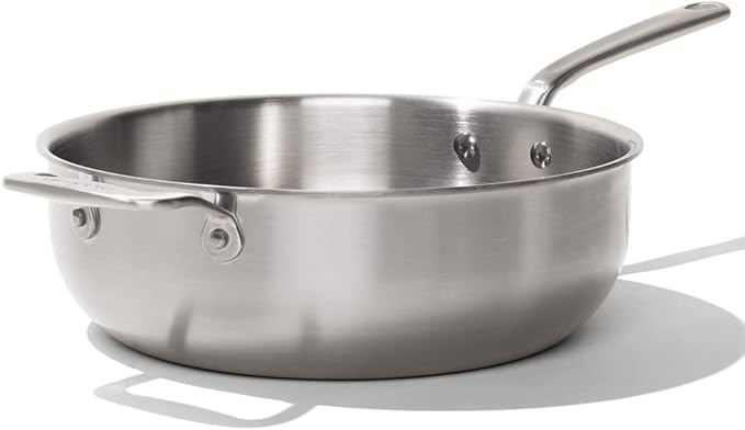 Made In Cookware - 5 Quart Stainless Steel Saucier Pan - 5 Ply Stainless Clad - Professional Cookware - Crafted in Italy - Induction Compatible