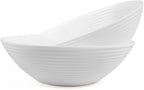 54 OZ Salad Bowl Set of 2, Opal Glass 9.5 inch Serving Dishes for Salad, Fruit, Kitchen Microwave & Dishwasher Safe, White