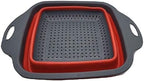 Space Saving Collapsible Silicone Kitchen Colander Food Strainer (Red)