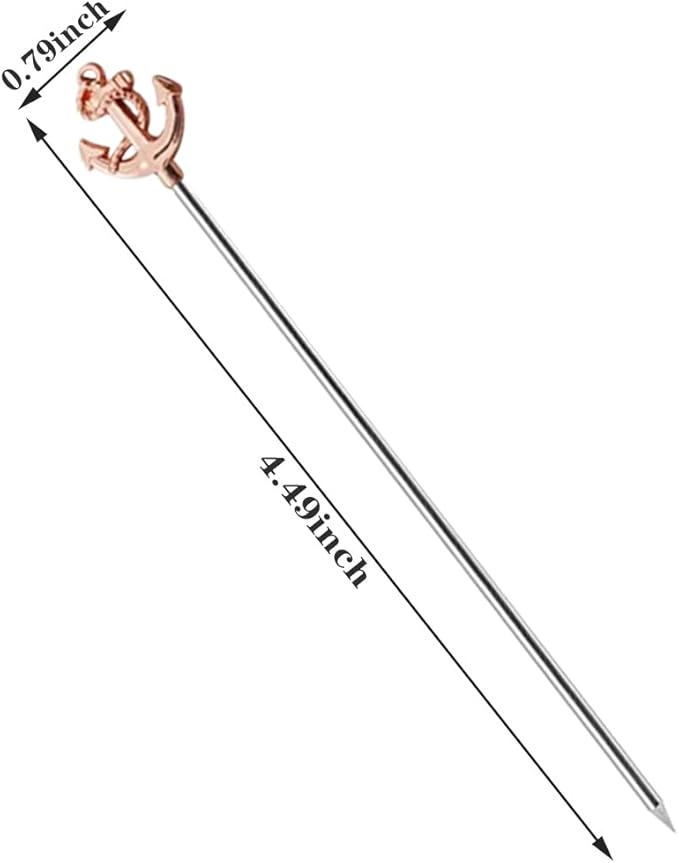 Anchor Cocktail Picks Reusable Stainless Steel Cocktail for Appetizer Olives Sandwiches Cherries Garnish Forks Fruit Skewers Toothpicks 8 pieces