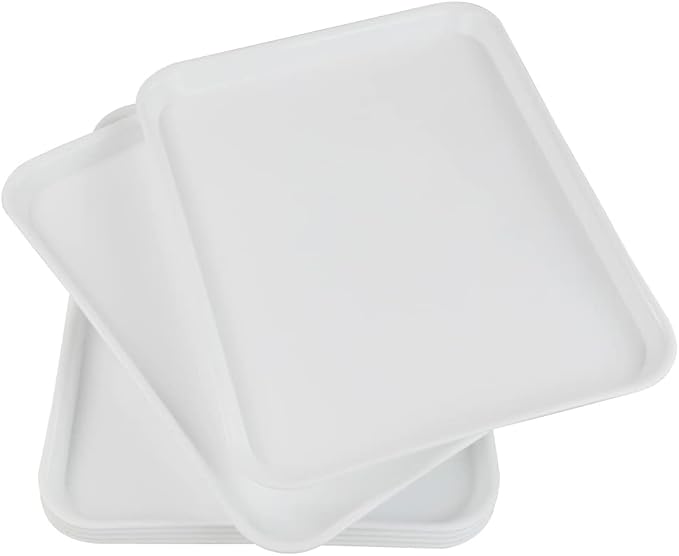 White Large Plastic Fast Food Serving Tray, Rectangle, 6 Packs