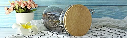 Glass Storage Jar with wooden Locking Clamp, Coffee Bean & Kitchen Food Container, Glass Sourdough Starter Jar (2PACK 50 OZ)