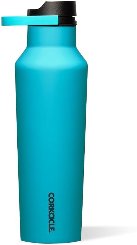 Corkcicle Sport Canteen - Keeps Drinks Cold 25 Hours - Stainless Steel Water Bottle - Triple-Insulated - Spill-Proof - Summer Drinkware Gift - Keeps Drinks Ice Cold - 20 oz - Capri Blue