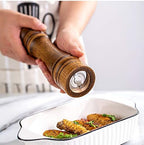 Wooden Pepper Grinder Mill, 8 Inch Salt or Mill Grinder Refillable with Adjustable Coarseness, Acacia Wood Peppercorn Grinder Shaker Tableware Gifts Manual Pepper Grinder Kit Seasoning Mill