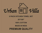 Urban Villa Kitchen Towels 100% Cotton Pack of 6, Highly Absorbent Quick Drying Super Soft Premium Dish Towel for kitchen with Hanging Loop Hand & Tea Towels - 20x30 Inch, (Dove Grey & White, Striped)