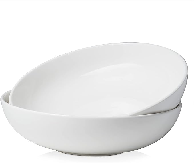DOWAN 11.5" Large Serving Bowls, 3.2 Qt White Serving Platter, Big Ceramic Centerpiece Bowls, Microwave & Dishwasher Safe, Set of 2