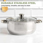 Ecolution Stainless Steel Stock Pot, Encapsulated Induction Ready Cooking Pot with Glass Lid, Oven Safe, Dishwasher Safe Soup Pot, 5-Quart