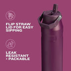 Stanley IceFlow Flip Straw 2.0 Water Bottle 24 oz | Built-In Straw for Travel and Sports | Lightweight and Leak Resistant | Insulated Stainless Steel | BPA-Free | Prickly Pear