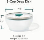 Anyday 8-Cup Microwave Cookware & Glass Container with Glass Lid, Plastic-Free Deep Food Storage | Stackable Airtight Steamer with Vented Lid for Microwave-Safe Reheating, Steaming Vegetables & Rice