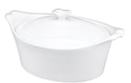 8.7" x 6.7" Ceramic Oval Casserole Dish with Lids,1.6 Qt White French Serving Soup Tureens, Baking Dish with Handle 11.3 IN, for Casseroles, Lasagna Cookware Set, Microwave, Oven Safe