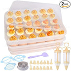 90 Deviled Egg Containers with Lid (Set 3),Plastic Deviled Egg Tray Carrier with Handl Injector Piping Tool,Clear Storage Deviled Egg Platter Holder for Refrigerator Party Picnic Party Events Serving