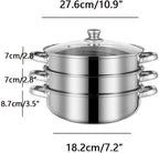 Steamer for Cooking, 5.0 Quarts Stainless Steel Steamer Pot, 3-Tier Food Steam Pots with Lid for Cooking Vegetables, Seafood, Soups, Stews and Pasta