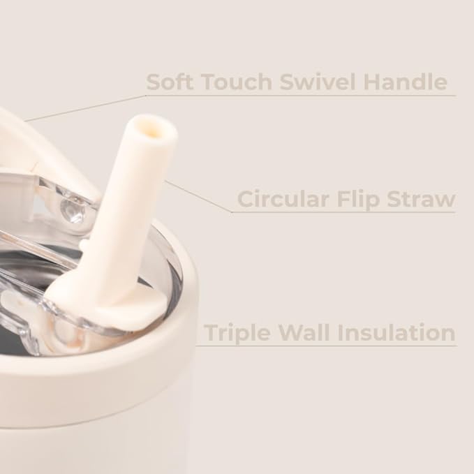 HydroJug Sport - Stainless Steel Tumbler with Straw, Vacuum Insulated, 32oz Leakproof Water Bottle, Ergonomic Design, Reusable, Dishwasher Safe, Rubber Base, Durable for Gym or Outdoors, Cream