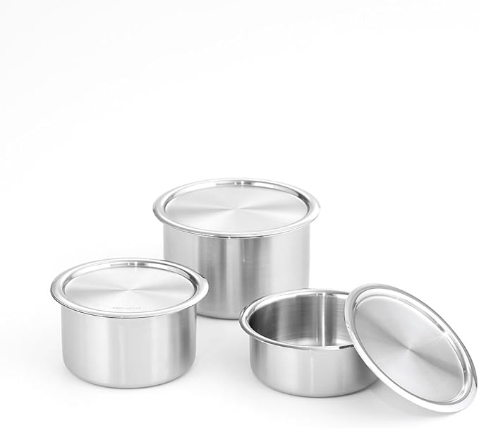 CaKE 3PCS Stainless Steel Food Storage Containers Set With Lids Canister Kitchen Appliances Dishwasher Safe Premium South Korea