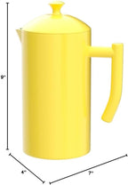 Frieling Stainless Steel French Press Coffee Maker - 34 Fl Oz, Yellow - Double-Walled with Double Filter - Insulated Plastic-Free Coffee Press for Camping & Travel