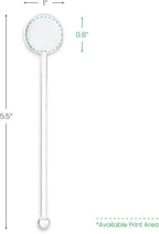 5.5" Custom Clear Disc-Top Stirrer – Personalized Drink Stirrers with Full-Color Logo – Sleek Branding for Bars, Events & Promotions – 50 Pack