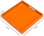 Orange Sturdy Acrylic Serving Tray with Handles-12x12Inch-Serving Coffee,Food,Breakfast,Butler-Kitchen Countertop Tray-Makeup Drawer Organizer-Vanity Table,Ottoman Tray-Decorative Tray