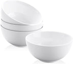 Yedio 22 oz White Porcelain Bowls Set of 4 – Cereal, Soup, Rice, Oatmeal & Salad Bowls – Microwave & Dishwasher Safe, Stackable for Kitchen Use