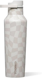 Corkcicle Classic Sport Canteen Insulated Water Bottle - Keeps Beverages Cold 25 Hours - Triple Insulated - Summer Drinkware Gift - Keeps Drinks Ice Cold - Leak-Proof Cap - 20 oz - Wavy Checkerboard