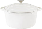 Dutch Oven,Cast Iron Dutch Ovens,Dutch Oven Pot with Lid,4.5 QT Enamel Dutch Pot,Dutch Ovens with Dual Handles,Cast Iron Pot for Braiser,Cooking,Gifts for Family,White