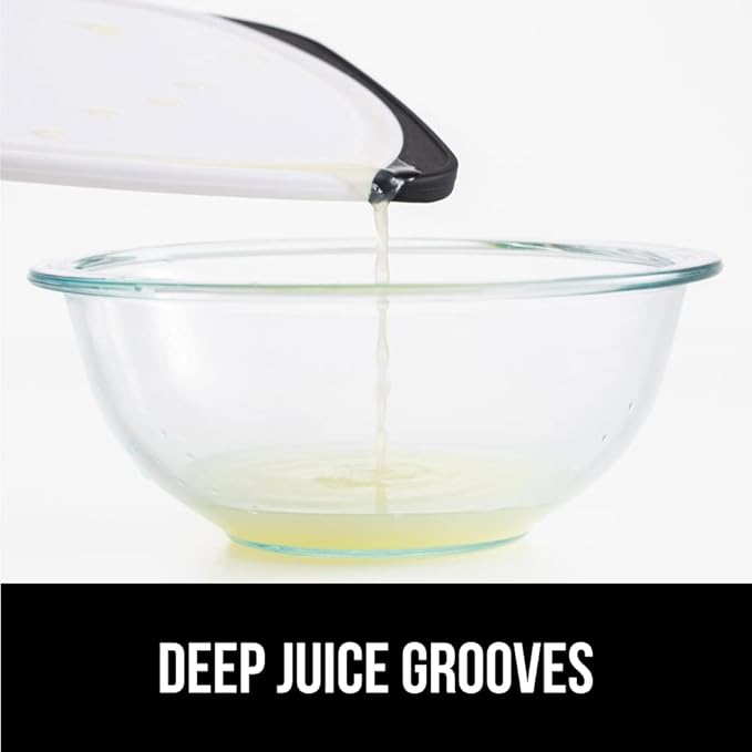 GORILLA GRIP BPA-Free Reversible Kitchen Cutting Board Set of 3, US Designed, Nonporous, Juice Grooves Catch Liquid, Slip Resistant Border, Dishwasher Safe, Durable Large Food Chopping Boards, Black