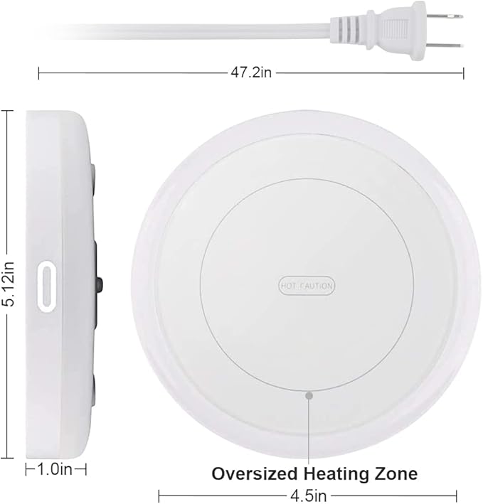 BESTINNKITS White Smart Coffee Auto On/Off Gravity-Induction Mug Office Desk Use, Candle Wax Cup Warmer Heating Plate (Up to 131F/55C)