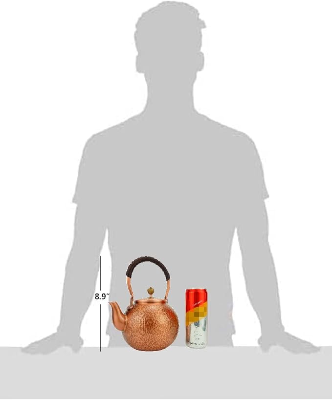 Funmaker Handmade Solid Copper Tea Pot Kettle Stovetop Teapot Thick Hammered Copper Tea Pot Kettle Stovetop Teapot Made for gasstove tops pure copper kettle (Type 3-1400ml)