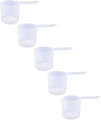 Plastic Measuring Scoop, (118.4 cc | 1/2 Cup | 4 fl oz. | 118.4 mL) Long Handle Spoons for Powders, Granules, Coffee, Pet Food, Baking Supplies, Protein and Other Dry Goods, BPA Free (Set of 5)