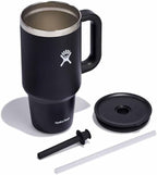 Hydro Flask 40 Oz Travel Tumbler with Handle, Lid and Straw - Insulated Stainless Steel in Black