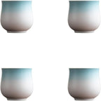 4-Oz Ceramic Espresso Cups Set - Multi-Color, Handle-Free Design for Home & Cafe | Dishwasher-Safe Stoneware Cups (Gradient Blue, 4)