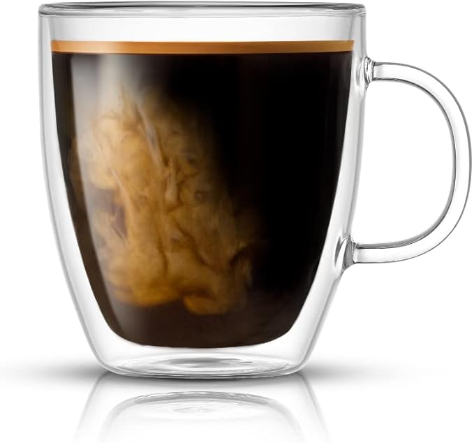 JoyJolt Savor Double Wall Insulated Glasses - Coffee Mugs (Set of 2) - 13.5-Ounces
