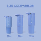 HydroJug Sport - Stainless Steel Tumbler with Straw, Vacuum Insulated, 40oz Leakproof Water Bottle, Ergonomic Design, Reusable, Dishwasher Safe, Rubber Base, Durable for Gym or Outdoors, Light Blue