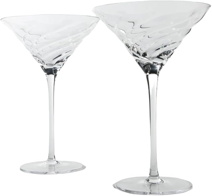 Vortex Martini Glasses – Elegant Twisted Rib Design, Lead-Free Crystal Cocktail Glasses with Stem – Gift-Boxed Barware for Women, Men, Mixologists & Special Occasions (Set of 2)