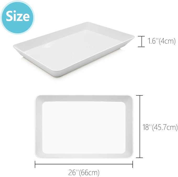 Serving Tray Platter, 26'' x 18'' x 1.6'', 2 Pcs Food Tray for Veggie Fruit Snack Dessert Cookie Cheese, Food Trays for Party Supplies Display, Large Platters for Serving Food, BPA Free