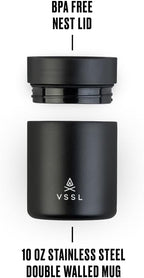 Nest 10 oz Mug, Stainless Steel, Double Walled, Vacuum Sealed & Integrates with VSSL Nest Products