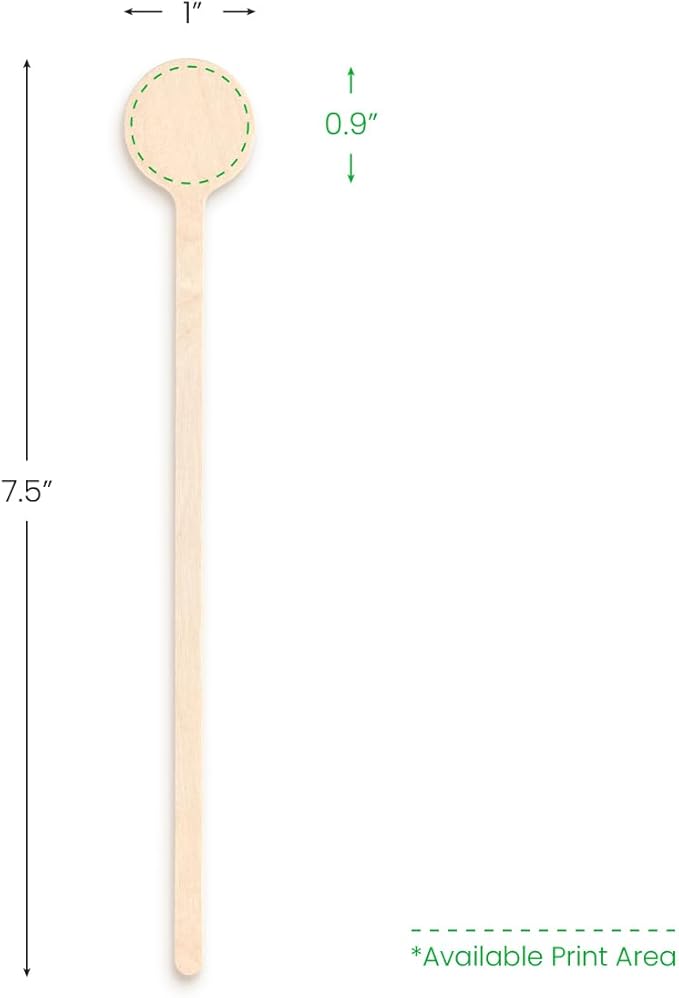 7.5" Custom Wooden Drink Stirrers – Personalized Swizzle Sticks – Ideal for Cocktails, Coffee, and Events – Great for Bars, Restaurants, and Parties – 50 Pack