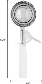 Restaurantware Met Lux 4.66 Ounce Portion Scoop 1 Trigger Release Cookie Scoop - With White Handle Stainless Steel Disher For Portion Control Scoop Cookie Dough Cupcake Batter Or Ice Cream